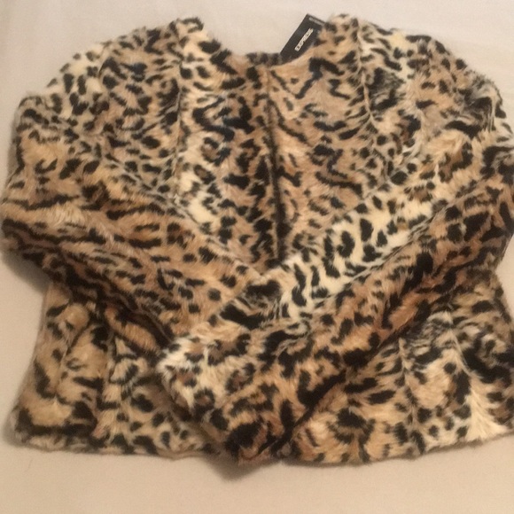 Express Faux Leopard Fur Jacket - Picture 1 of 8
